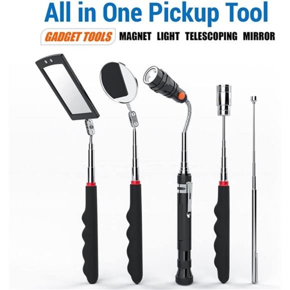 Telescoping Magnetic Pick Up Tool Kit, 360 Swivel Adjustable Mirror & Flexible - Picture 4 of 7
